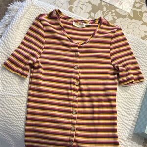 Anthropologie Maeve Striped Top in Pink and Orange